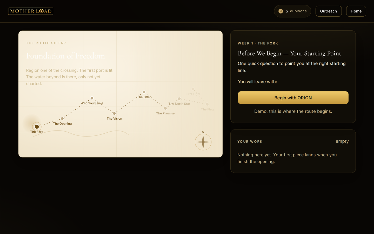 The Motherload map — your build route, station by station